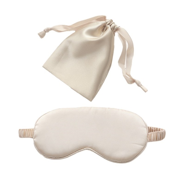 Set masca de somn, design 3D, blocheaza complet lumina, matase artificiala, piersica
