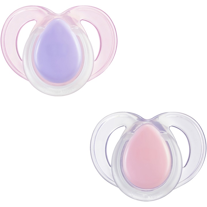 Suzeta ortodontica de noapte Tommee Tippee, 18-36 luni, Roz, 2 buc