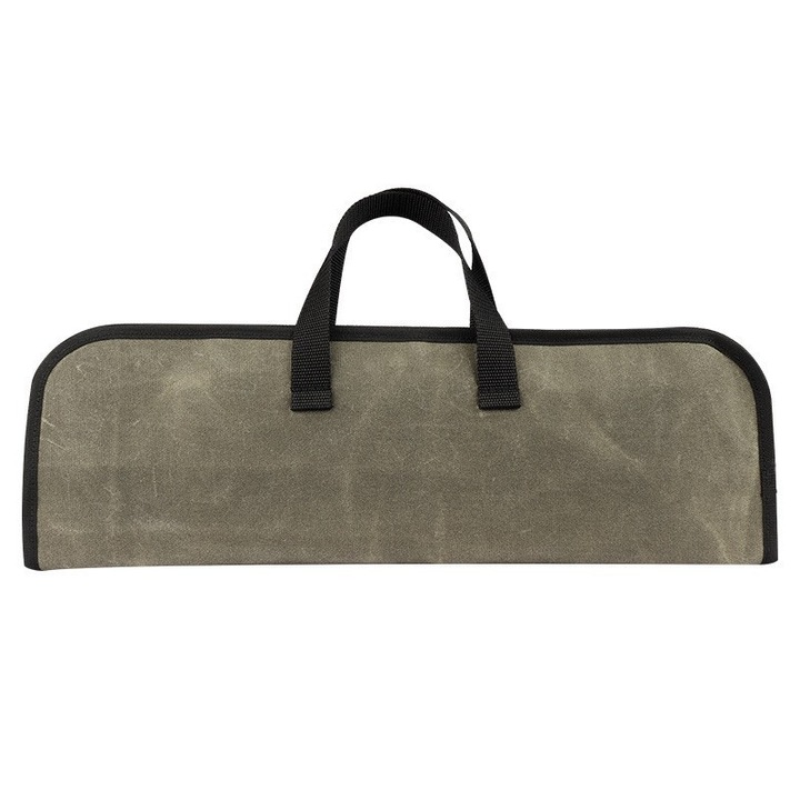 Sac pentru cutite, 4 sloturi, canvas cerat, verde, 46x29cm