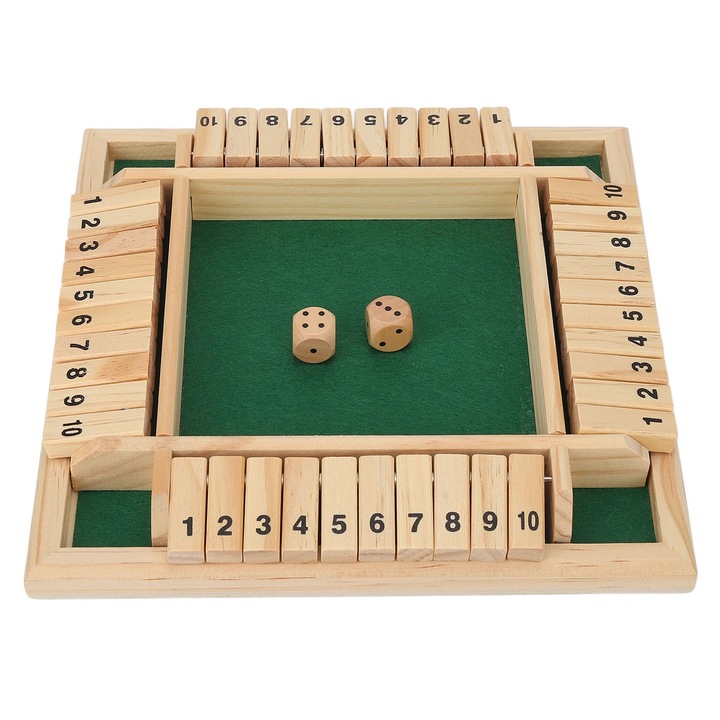 Társasjáték Shut The Box, hosszú ziming, forgó szárral, vízálló anyagból, 40x40cm