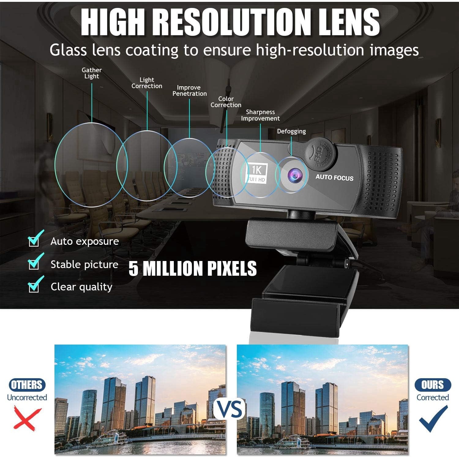 Camera Web cu trepied, Puepoul, 1K 1080p Full HD, Focalizare automata ...
