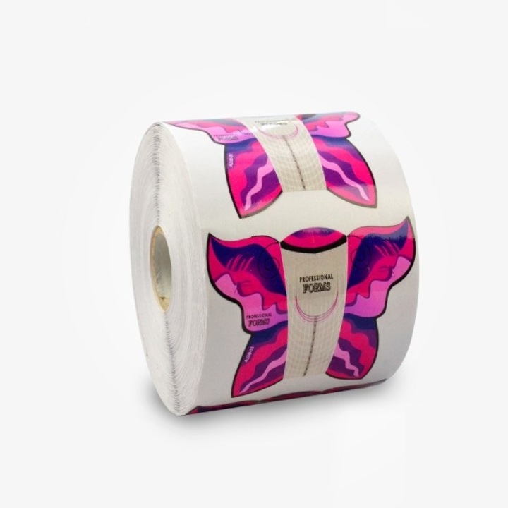 Комплект от 500 шаблона на пеперуди за изграждане на изкуствени нокти, розови