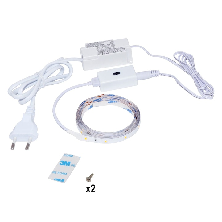 Kit banda LED Nouna, 1.5m, 400 lm/m, lumina neutra, cu senzor de miscare