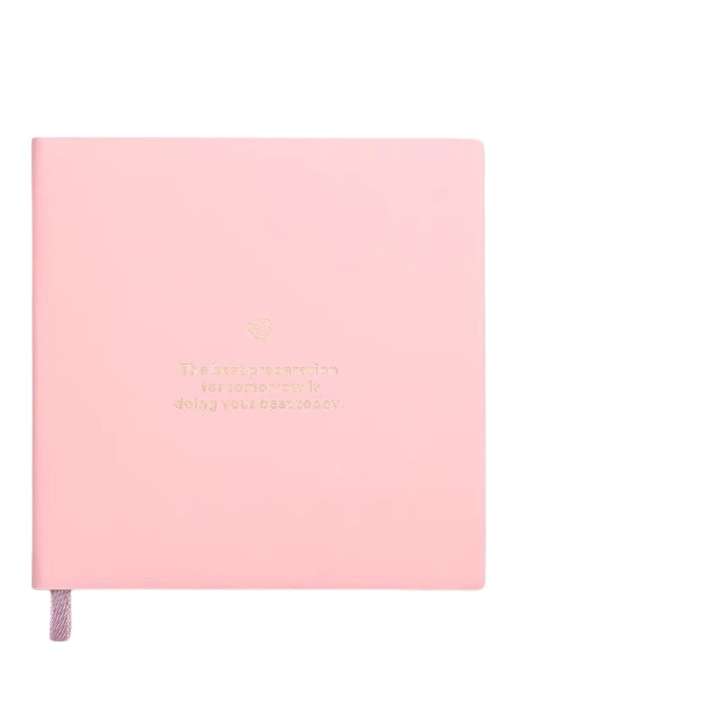 Agenda nedatata roz, 100 file, 148x148 mm, piele ecologica, dictando