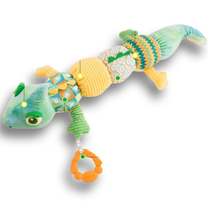 Интерактивна играчка за бебета, динозавър, със звуци, гел за зъби, 0-12 месеца, 56x9см