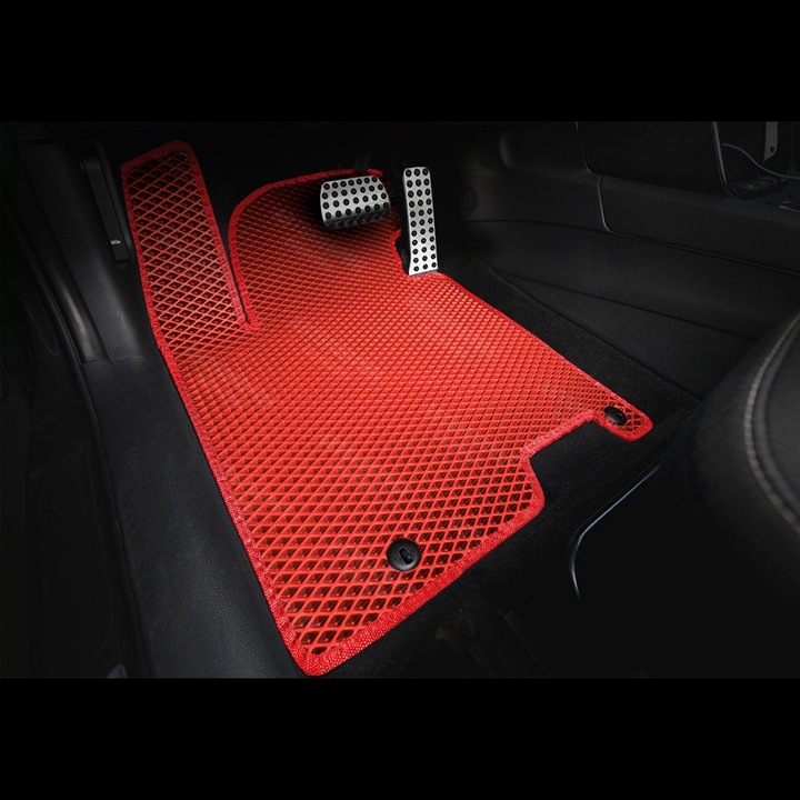 Комплект стелки за кола, посветени на Volkswagen Sharan II (2010-…) Миниван всички сезони, идеално съвместими, 5 части, Червени