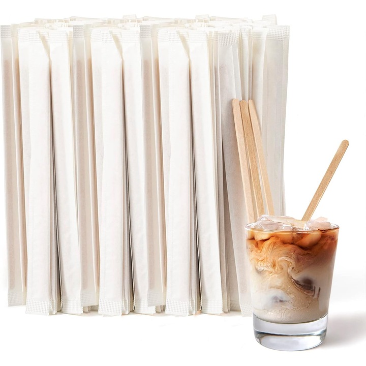 Set 100 Paie din Lemn de Mesteacan, 14cm, Eco-Friendly, Ambalate Individual