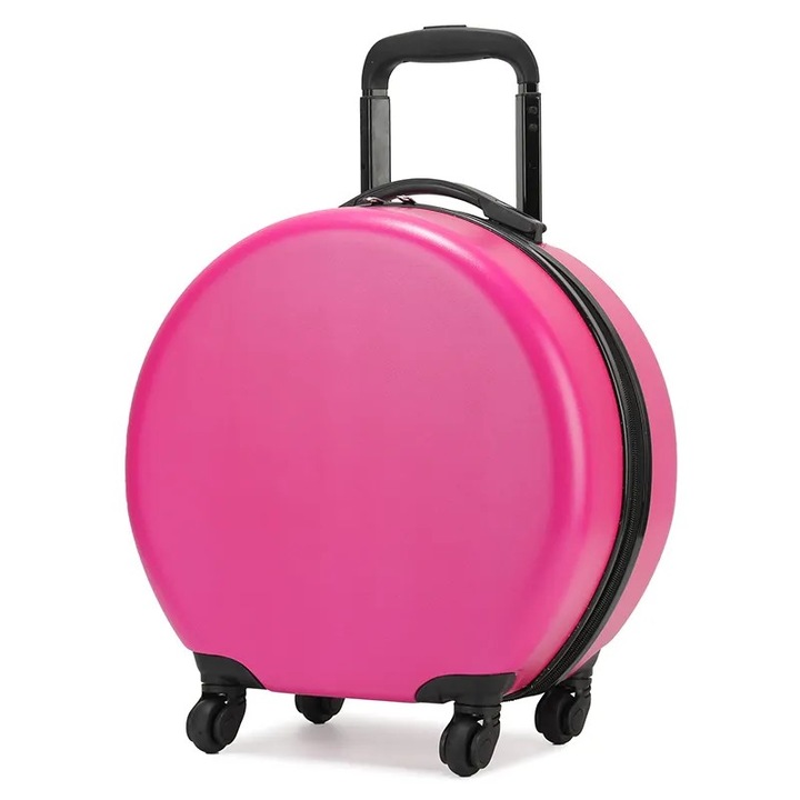 Детска куфар, кръгъл, модел Easy Trip, 38x20x38 см, 360 колела, розов цвят ABYZ™