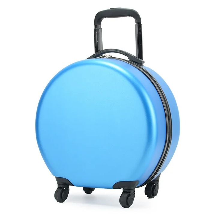 Troler calatorie pentru copii, rotund, model Easy Trip, 38x20x38 cm, roti 360, culoare albastru ABYZ™