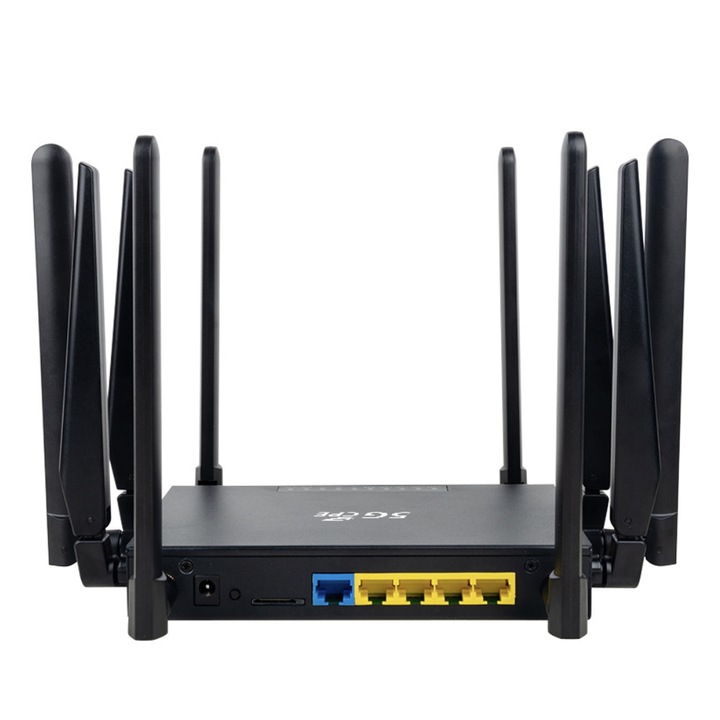 Ambrasmart 5G Gigabit CPE router, Dual-Band Wi-Fi 6, SIM kártya foglalattal, gyors és stabil kapcsolat az egész család számára, fekete