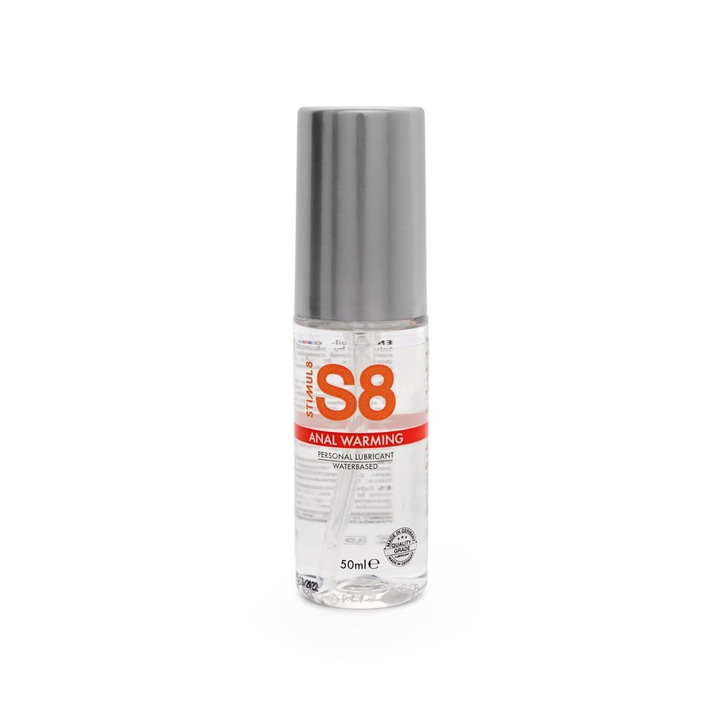 S8 Waterbase melegítő anális síkosító, 50 ml, parabénmentes, szulfátmentes