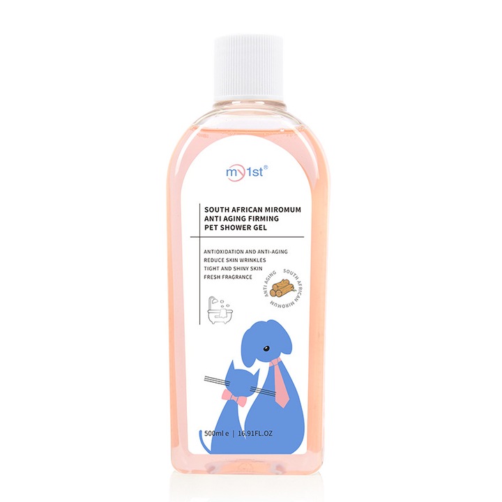 Kisállat tusfürdő, szőrvédő és szőrtelenítés megelőzés, parfüm visszatartás és folteltávolítás, kisállat tusoló sampon, 500ml