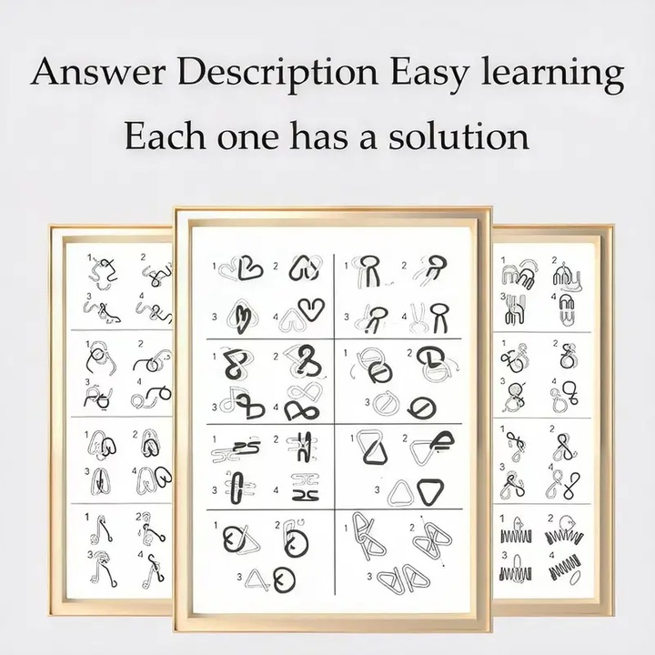 Jocuri de Inteligenta, Set Puzzle Metalic Active Minds – 8 Jocuri Logice, Educative, Design Rezistent, Perfect pentru Minti Creative, Test IQ, Rosu