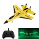 Avion RC Dussdote, model de avion de vanatoare Su-35, cu telecomanda si banda luminoasa, incarcare USB, raza de zbor de pana la 150 de metri, potrivit pentru adulti si copii, rezistent la caderi, cu doua canale, 290 mm, galben