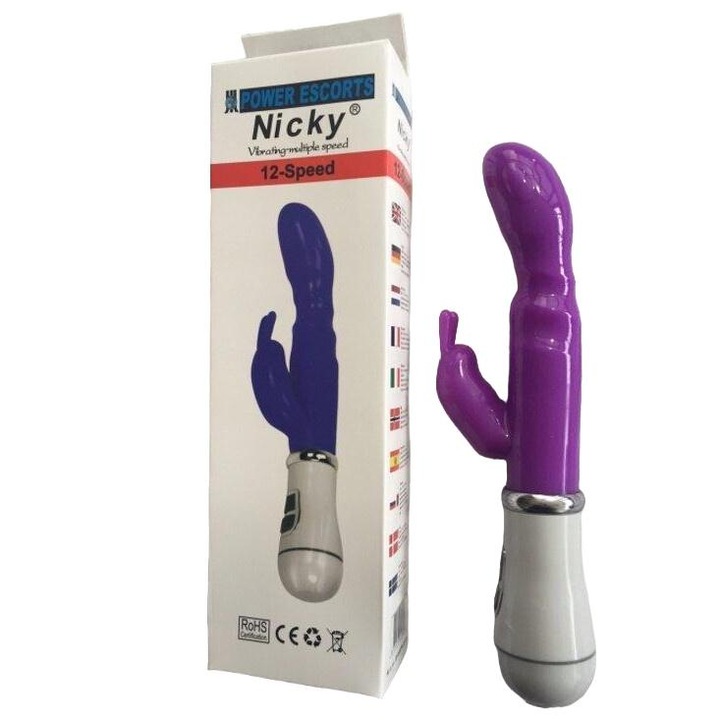 Nicky vibrátor, Power Escorts, 12 sebesség, 23 cm, lila
