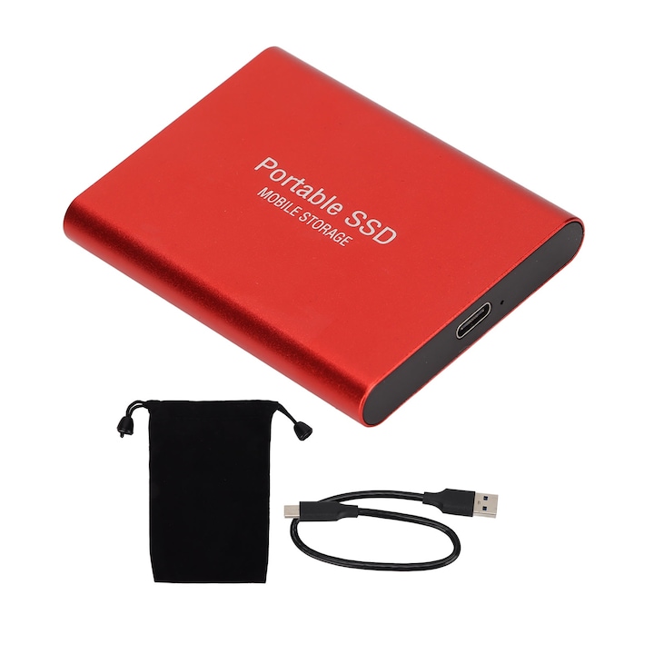 Външен SSD Cozevdnt 2TB, USB3.1, алуминий, червен