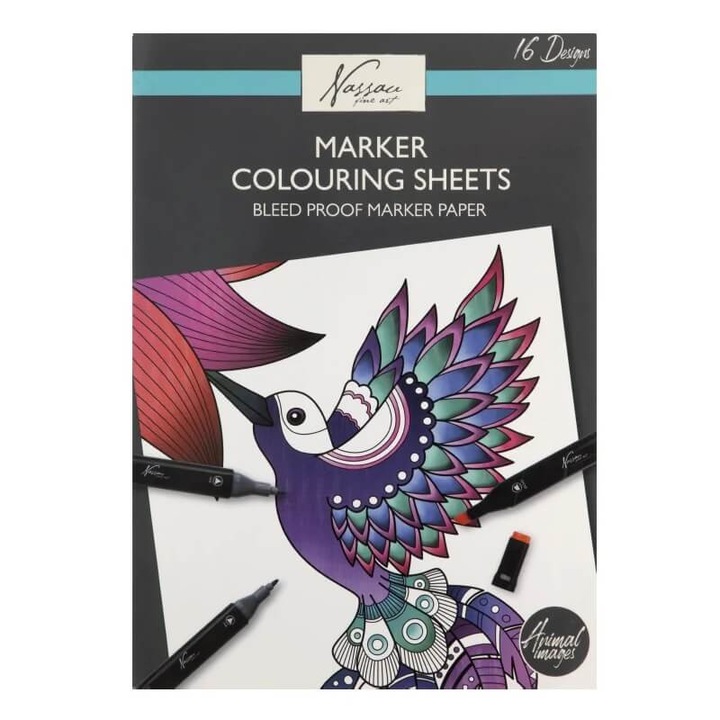 Set 16 coli 25x35 cm pentru markere permanente cu model - Animale