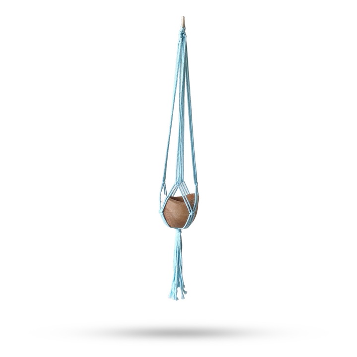 Suport pentru Ghivece Suspendate din Macrame, Ancient Wisdom - Albastru - Mijlociu