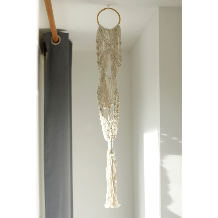 Suport pentru ghiveci Macrame, lung, design unic, culoare naturala