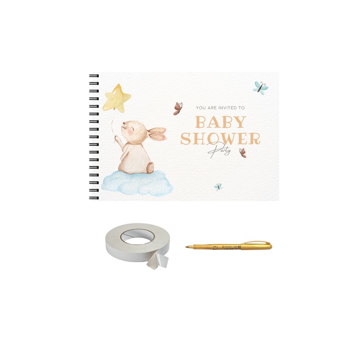 Guestbook/Album foto/Memorii scrise de la Baby Shower, 25 de pagini, fetita, A4 landscape