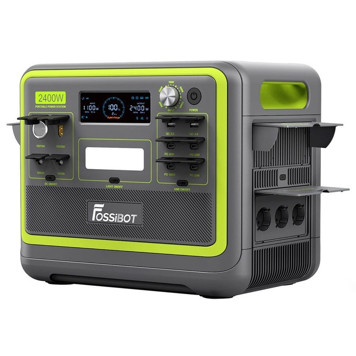 FOSSiBOT F2400 hordozható erőmű, 2048Wh, 2400W, 16 kimeneti port, zöld