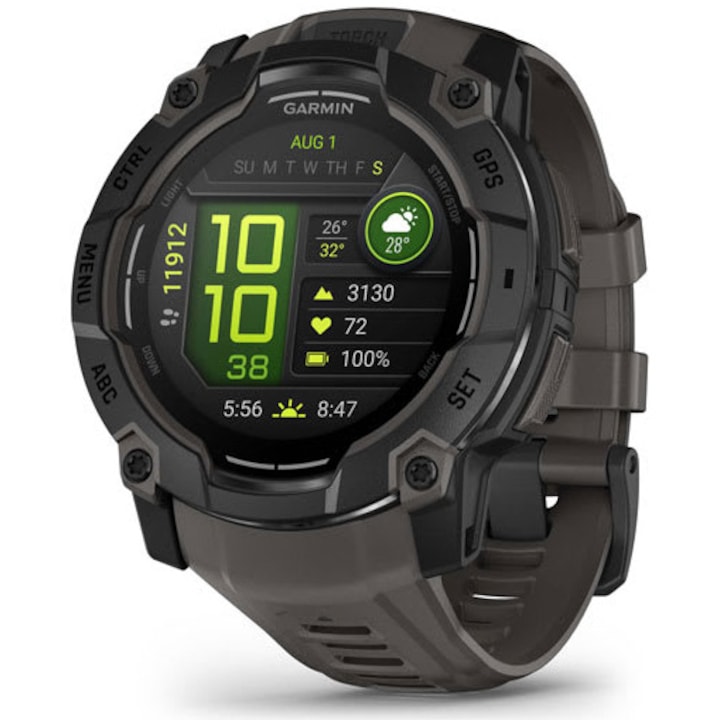 Часовник Smartwatch Garmin Instinct 3, 45 мм, AMOLED, Черен, Черна каишка