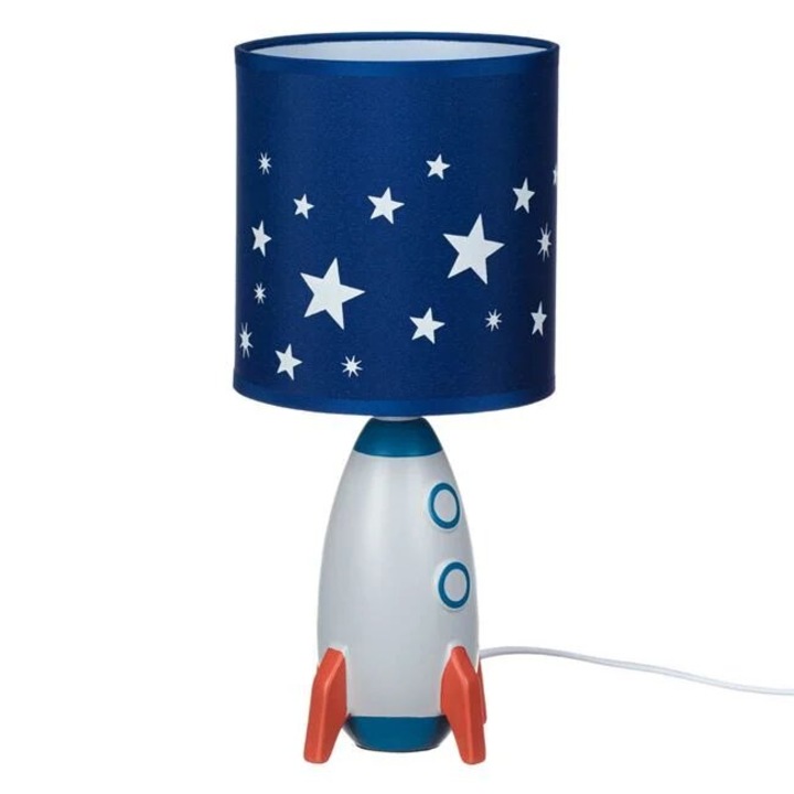 Veioza pentru Copii 3D Racheta cu Abajur Albastru pentru 14x14x31cm