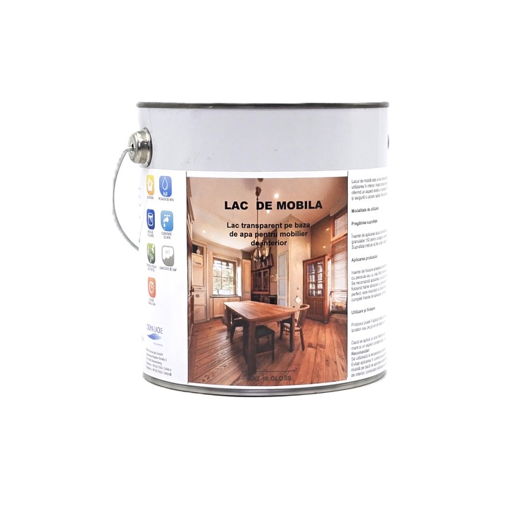 Lac de Mobila transparent pe baza de apa lucios 2.5 kg