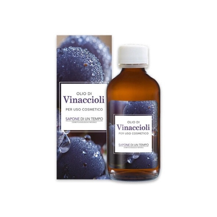 100%-ban szőlőmagból készült kozmetikai olaj, Sapone di un Tempo, regeneráló, hipoallergén, 100ml, 5x13x5cm