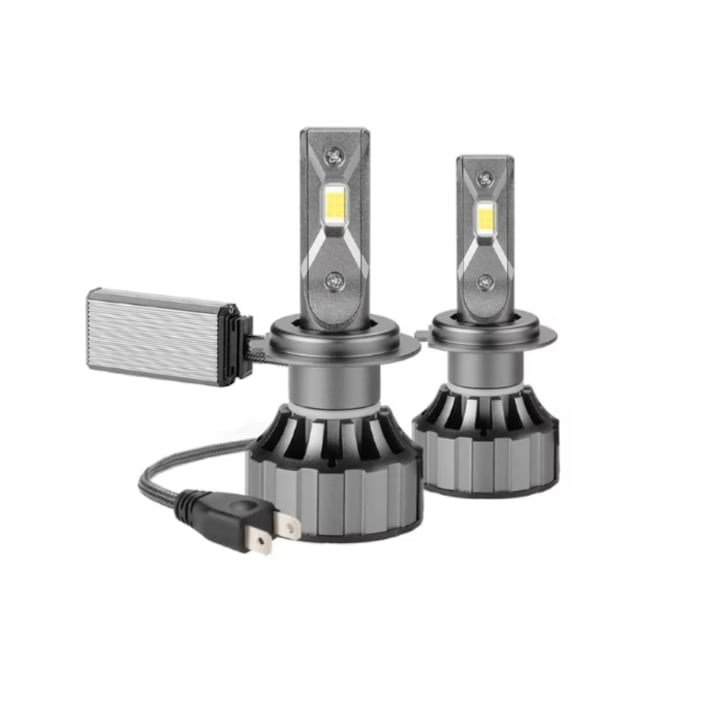Set 2 becuri auto LED H7 INELAG, 9-36V, 120W, 6000K, Canbus, 12000Lm, fara eroare