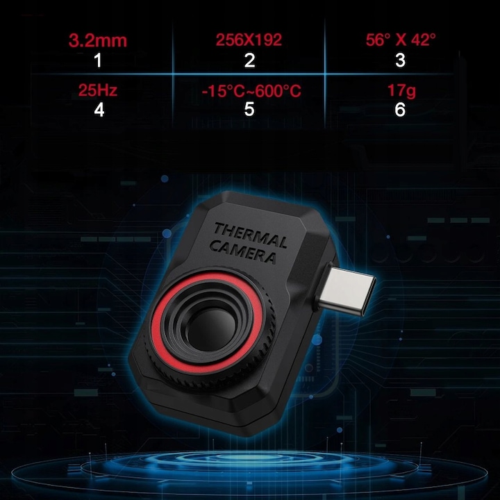 Π’Π΅ΡΠΌΠΎΠΊΠ°ΠΌΠ΅ΡΠ° Π·Π° Android, Habotest HT820, USB-C, -15 Π΄ΠΎ 600Β°C, ΡΠ΅ΡΠ½Π°