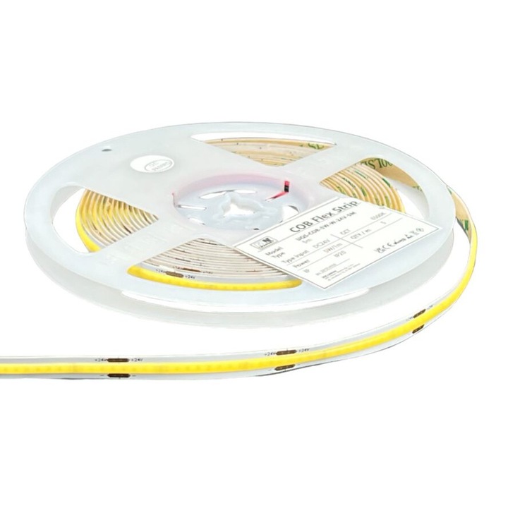 LED лента 5W COB 320 чипа/m, 24V, бяла, 5м