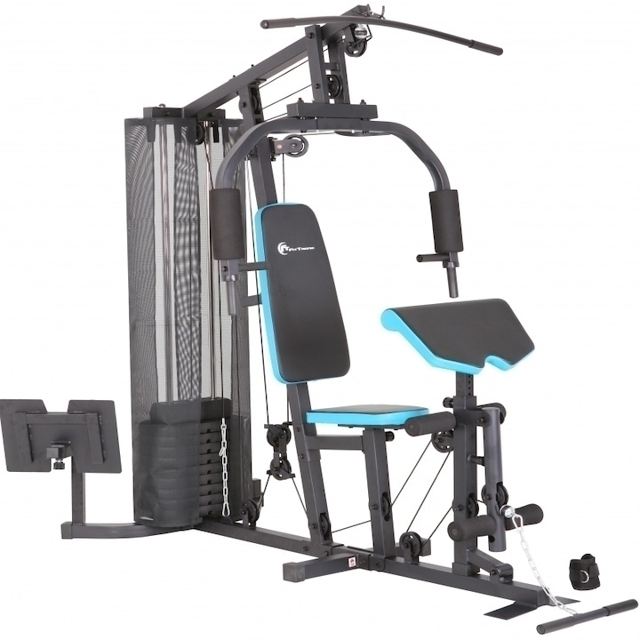 Aparat multifunctional FitTronic® Atletic 500, 66 kg incluse, presa picioare, biceps, bara tractiune, greutate maxima utilizator 120 kg, scaun si spatar reglabile