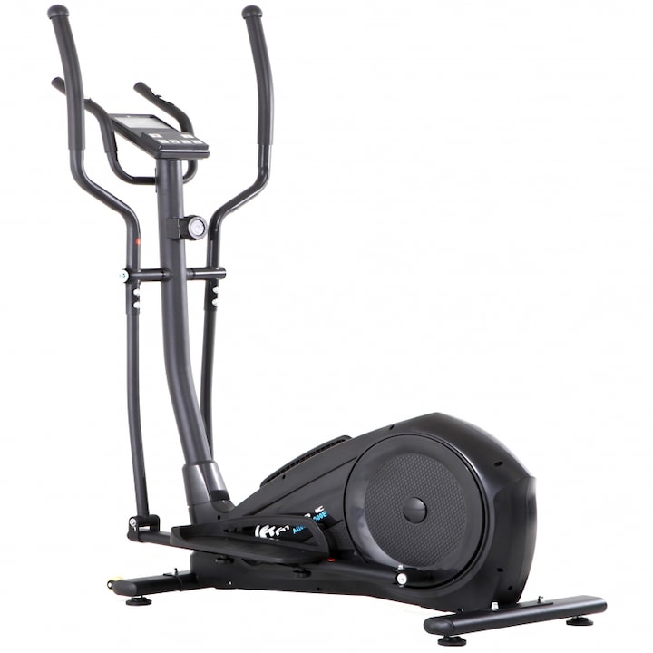 Bicicleta magnetica eliptica FitTronic® Atletic 1000E, bluetooth apps kinomap/fitshow, design robust, greutate suportata 120 kg, volanta 14 kg, afisaj electronic, functii multiple, pas 35 cm