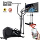 Bicicleta magnetica eliptica FitTronic® Atletic 1000E, design robust, greutate suportata 120 kg, volanta 14 kg, afisaj electronic, bluetooth apps kinomap/fitshow, functii multiple, pas reglabil