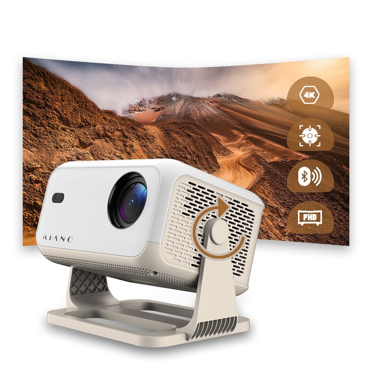Видеопроектор Kiano Chill Full HD, Преносим интелигентен LED, 4K, Android, Airplay. Miracast, Eshare, Bluetooth, Keystone корекция, 250-350 ANSI лумена