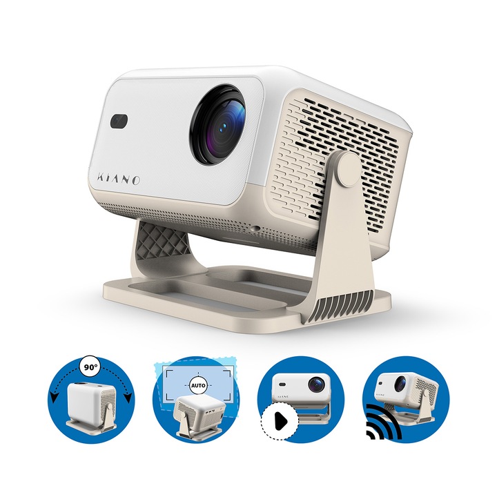 Hordozható Smart LED videoprojektor Okos projektor Kiano Chill Full HD, 4K, Android, Airplay. Miracast, Eshare, Bluetooth, Keystone korrekció, 250-350 ANSI lumen