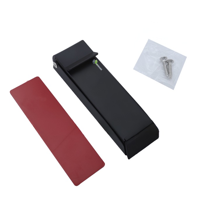 Opritor Usa KONZMANN, Fixare Cu Suruburi sau Banda Dublu Adeziva, Actionare Picior, Rezistent La Vant, Protectie Perete, Usor De Instalat, Otel Inoxidabil, Negru