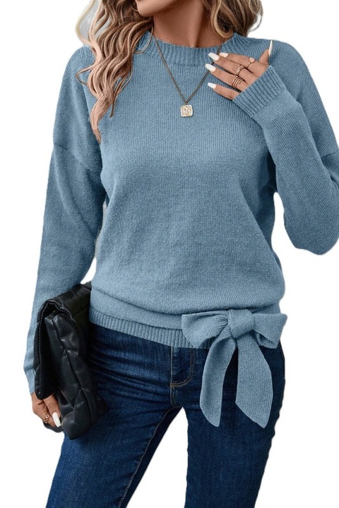 Pulover Dama, Cu Maneci Lungi Si Fundita, Albastru pal