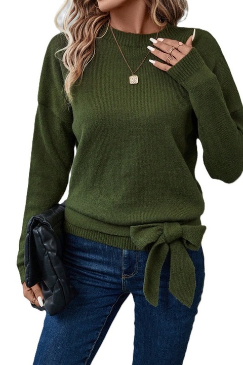 Pulover Dama, Cu Maneci Lungi Si Fundita, Verde inchis