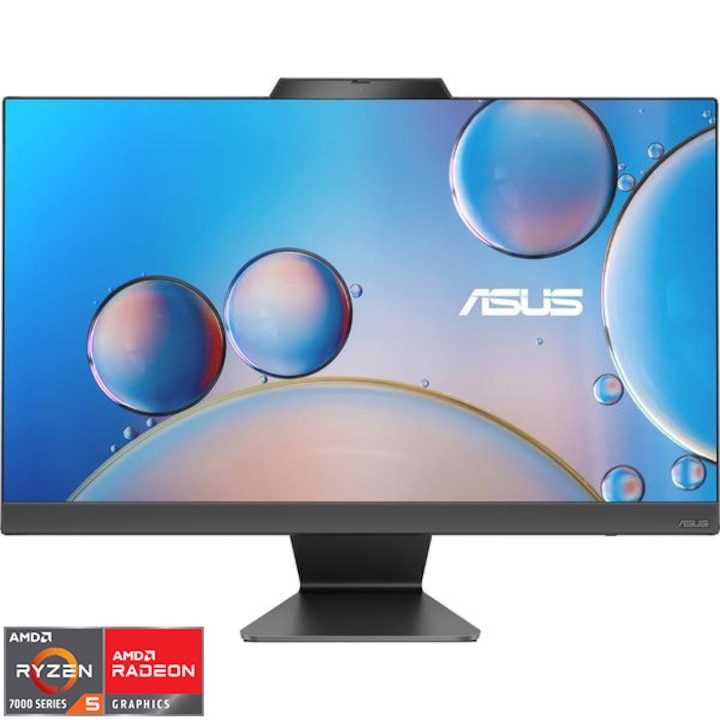 Настолен компютър All-in-One Asus F3402WFAK, AMD Ryzen™ 5 7520U, 23.8", Full HD, 16GB DDR5, 512GB SSD, AMD Radeon™ Graphics, No OS, Black