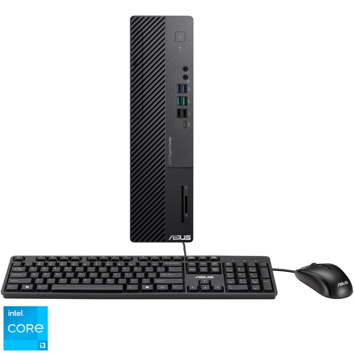 Asus ExpertCenter D7 Tower D700TER asztali számítógép Intel® Core™ i3-13100 processzorral akár 4,5 GHz-ig, 8 GB DDR4, 512 GB SSD, Intel® UHD Graphics 730, No OS, fekete, 3Y PUR