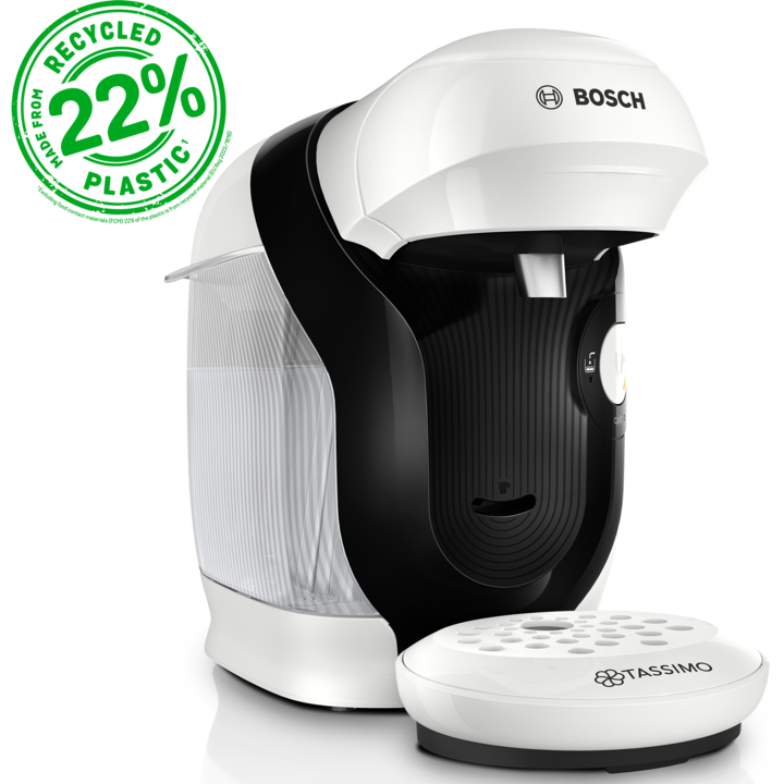 Espressor Bosch Tassimo Style TAS114E, 1400W, 3.3 bar, 0.7l, Autocuratare si decalcifiere, capsule, Alb