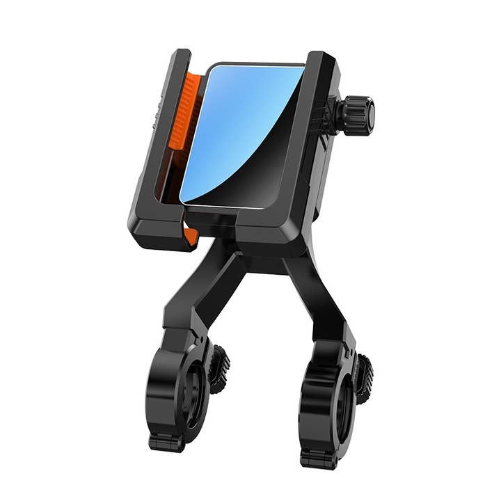 Kerékpártelefon tartó, 360 fokos, 4,7-7,1 hüvelykes telefonokkal kompatibilis, narancssárga/fekete