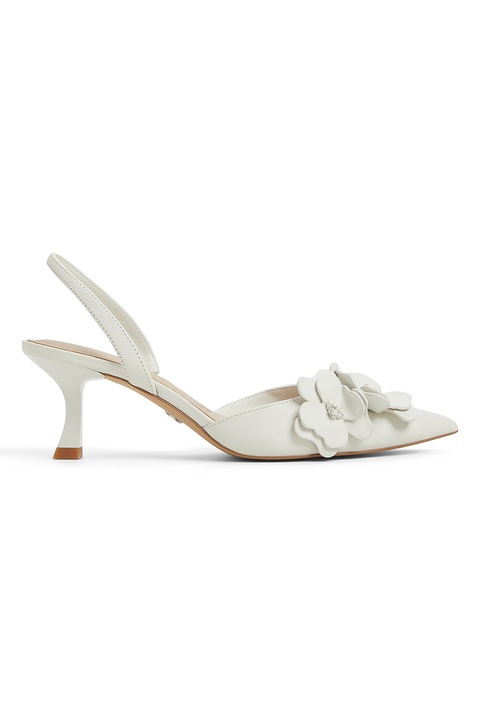 Aldo, Pantofi din piele cu detalii florale Lilania, Alb, 37