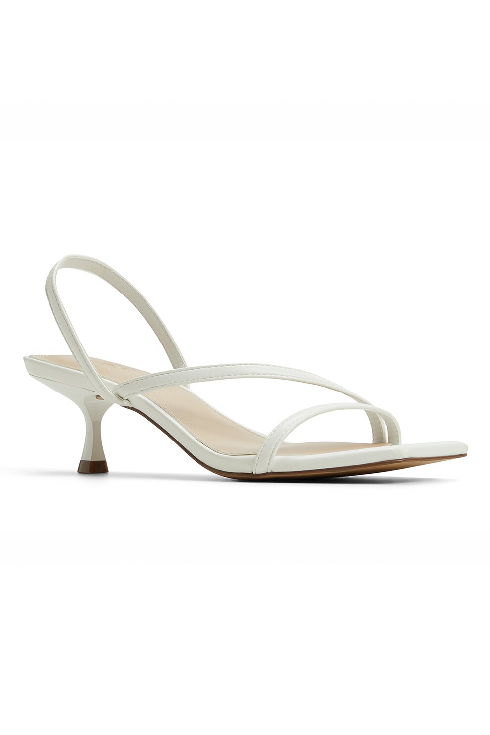Aldo, Sandale cu toc kitten Ferra, Alb,