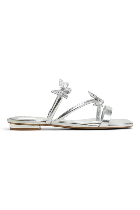 Aldo, Papuci de piele ecologca Flyhigh, Argintiu, 37.5