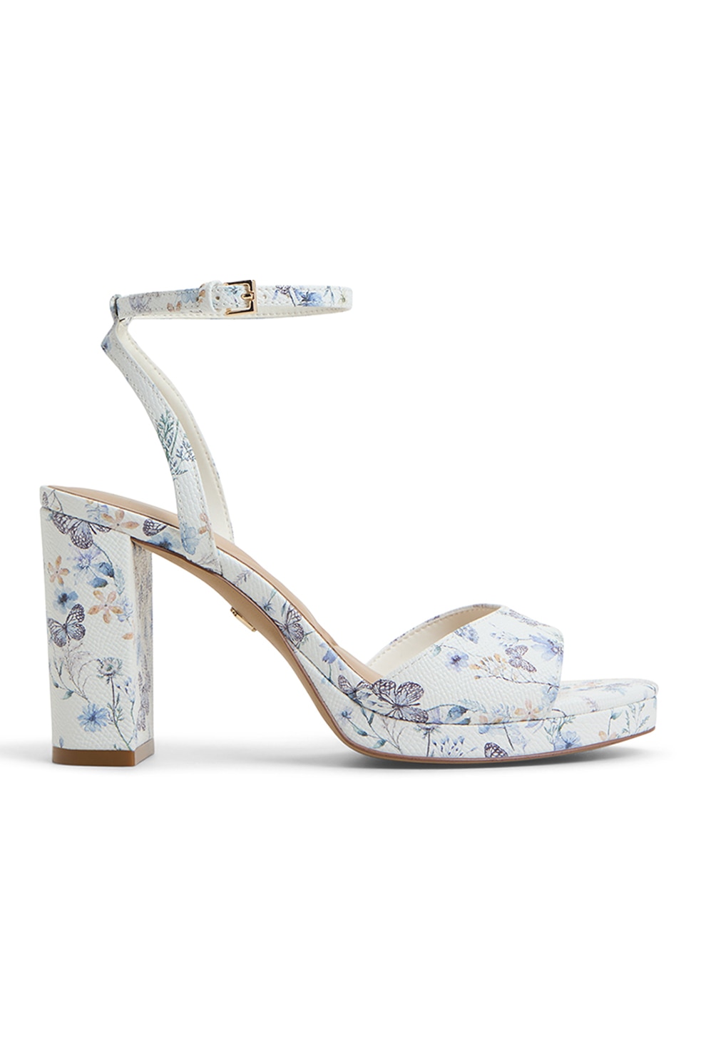 Aldo, Sandale de piele cu toc masiv Gracious, Violet, Alb murdar, Albastru, 7.5