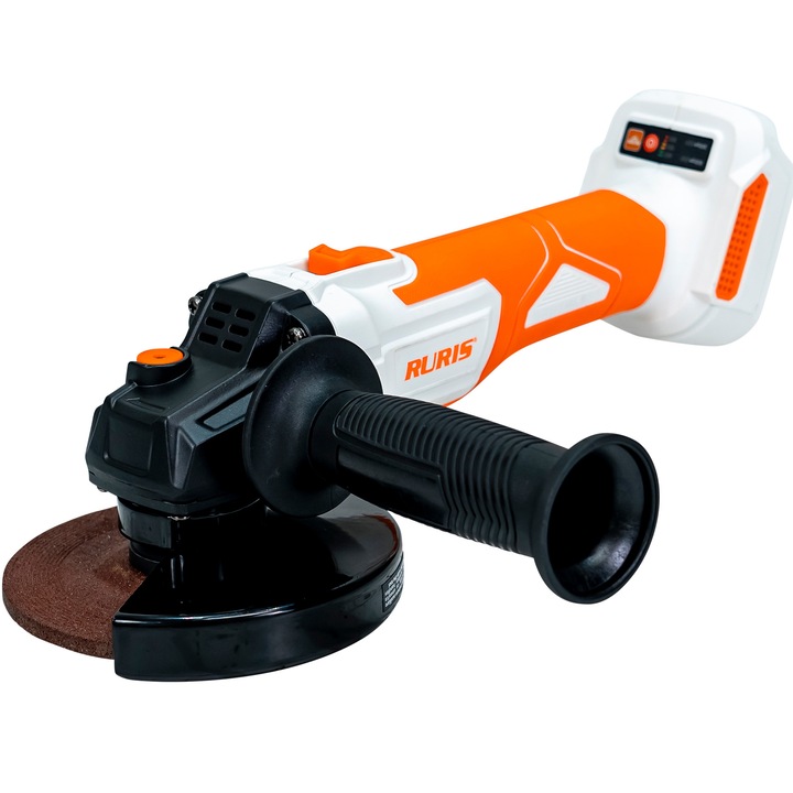 Polizor unghiular pe acumulator RURIS RMX4125, 20 V, 8500 RPM, 125 mm diametru disc, 2 trepte viteza, fara acumulator/incarcator