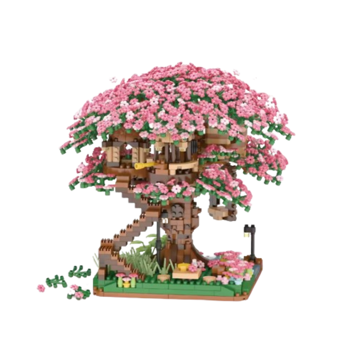 VeliumCraft Építőkocka készlet, sakura cseresznyefa lombház, 2140 db, 15x16x15 cm, gyerekeknek, kognitív funkciók fejlesztése, többszínű